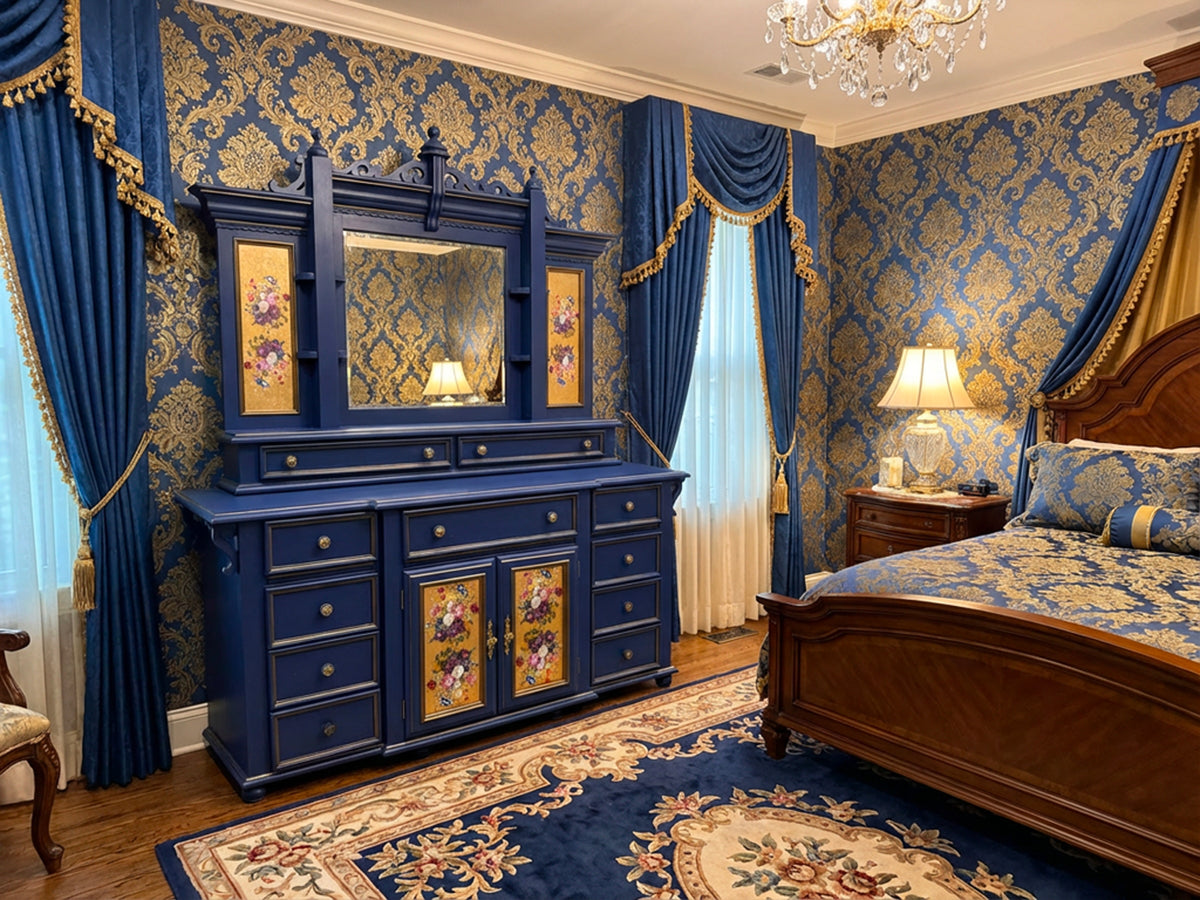 Redouté en bleu dresser / credenza with mirror