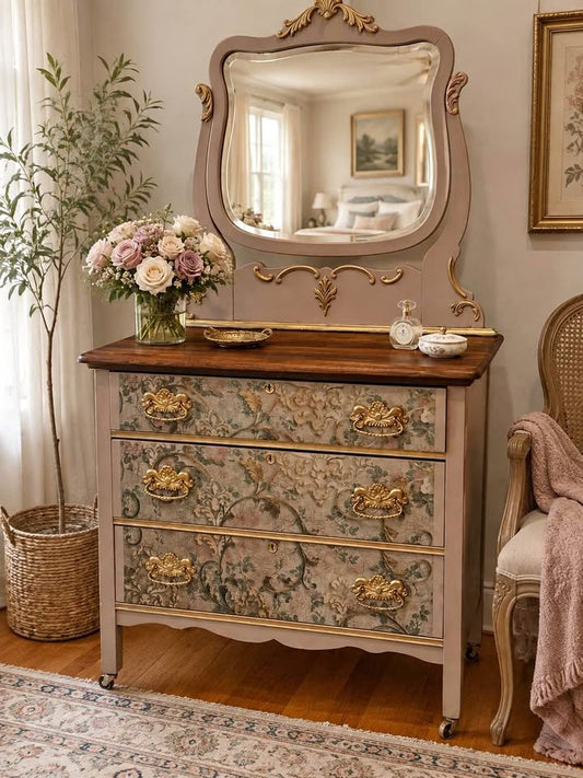 Vintage 3-Drawer Dresser with Mirror